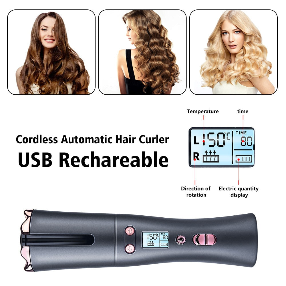 Auto Wireless Curling Wand USB Rechargeable